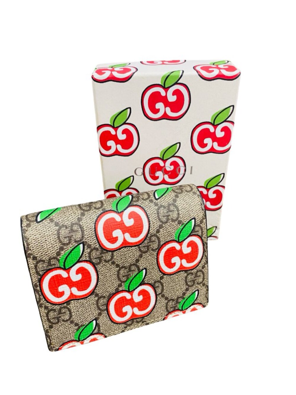 Gucci GG Supreme Monogram Apple Card Case Wallet 🍎